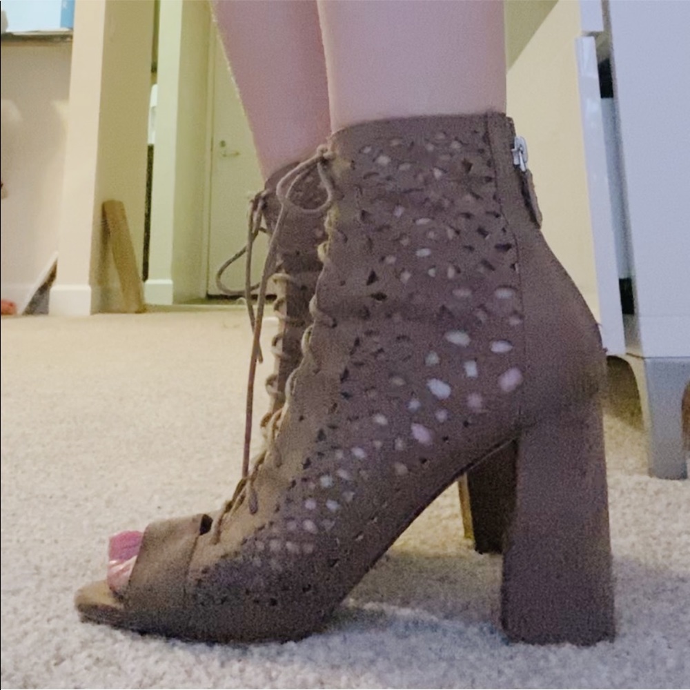 Nasty Gal Brown Cut-out Sandal Heels